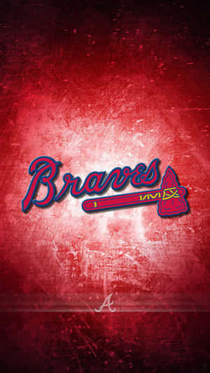 Braves 棒球隊標誌在磨損的紅色背景上，帶有模糊的「A」浮水印。 — 蘋果標誌 iPhone 壁紙