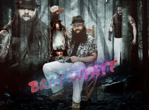 Bray Wyatt 坐在搖椅上，在黑暗的森林中提著燈籠，身後有幽靈般的身影。 — 運動 壁紙