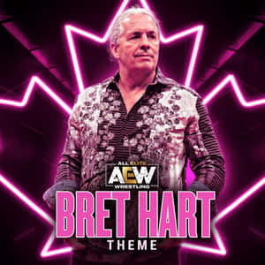 Bret Hart 穿著圖案襯衫，背景為霓虹粉紅色星爆效果及AEW主題文字。 — 懲罰者標誌 壁紙