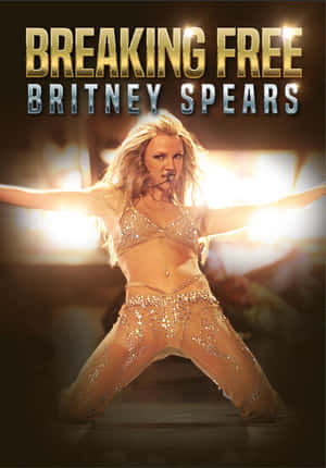 Britney Spears 在舞台燈光下，身穿閃閃發光的金色服裝跳舞。