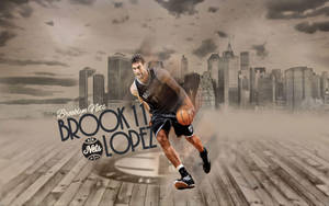 Brook Lopez 在城市天際線背景下運球。 — 旁遮普國王 壁紙