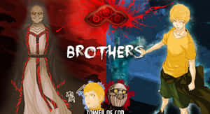 來自 Brothers 漫畫的動畫角色，紅藍背景。 — 神之塔 壁紙