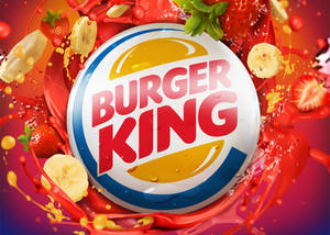 Burger King 標誌周圍有紅色醬汁和水果片飛濺。 — 湖人隊標誌 壁紙