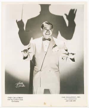 Cab Calloway 身穿燕尾服微笑，身後有指揮家影子。 — Apple Watch Ultra 壁紙