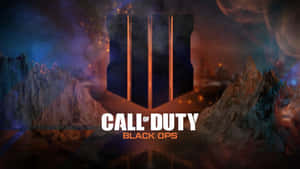 Call of Duty Black Ops 標誌在黃昏時分於崎嶇山脈之間發光。 — 決勝時刻：黑色行動4 壁紙