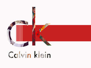 Calvin Klein 標誌，紅色字母內有模特兒照片和條碼圖案。 — 卡文克萊 壁紙