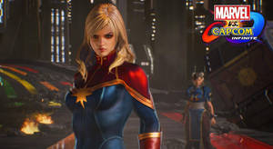 來自 Marvel vs Capcom Infinite 的戰鬥競技場中的 Captain Marvel — 驚奇隊長 壁紙