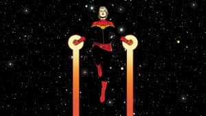 Captain Marvel 在外太空的發光柱子之間漂浮。 — 驚奇隊長 壁紙