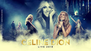 Celine Dion 在煙霧和藍色燈光的舞台上現場表演。 — 席琳·狄翁 壁紙