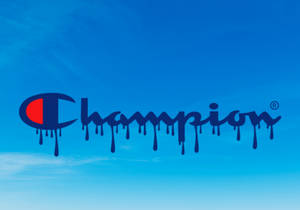 Champion 標誌在天藍色背景上滴落油漆 — 冠軍標誌 壁紙