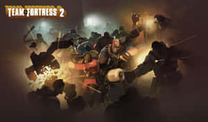 《Team Fortress 2》角色在爆炸和煙霧中的激烈戰鬥。