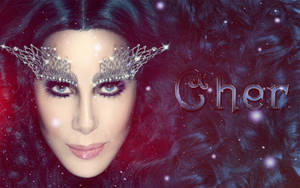 Cher 閃閃發光的眼妝和宇宙背景。 — 翅膀 壁紙