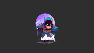 Chibi Batman 擺出戰鬥姿勢，身後有紫色月亮。 — DC漫畫 壁紙