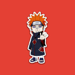 Chibi Naruto 身穿曉組織斗篷在紅色背景上結手印。 — 飛段 曉 壁紙