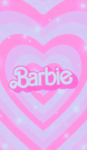 粉紅色心形圖案，帶有Barbie標誌和閃光效果。 — Galaxy Tab A11 壁紙