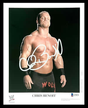 摔角手Chris Benoit身穿WWE服裝、胸前有簽名的簽名照片。 — 文斯·卡特 壁紙