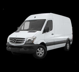 白色 Mercedes-Benz Sprinter 商用客貨車在黑色背景上孤立顯示。 — Mercedes-Benz 壁紙