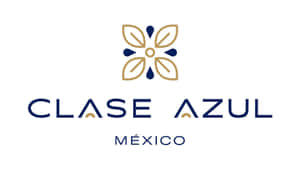 Clase Azul Mexico 標誌，帶金色和藍色花卉徽章及文字 — 標誌 壁紙