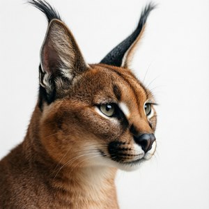 獰貓的頭部特寫，有簇狀耳朵和綠色眼睛。 — Pixel Watch 3 壁紙