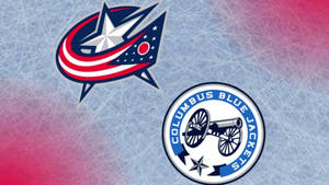 Columbus Blue Jackets 和 Columbus Chill 冰球隊標誌在冰背景上。 — 哥倫布藍夾克 壁紙