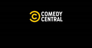 Comedy Central 標誌，黃色和白色文字在黑色背景上。 — 大笑 壁紙