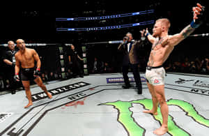 Conor McGregor 慶祝UFC勝利，對手離開八角籠 — 終極格鬥冠軍賽 壁紙
