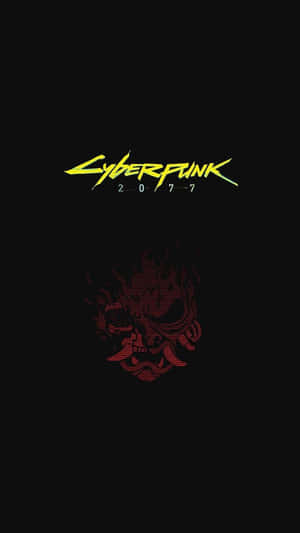 黑色背景上帶有紅色像素骷髏頭的 Cyberpunk 2077 標誌 — 電玩遊戲 GIF 壁紙