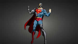 Cyborg Superman 眼睛發光，機械肢體，擺出英雄姿勢。 — 蝙蝠俠 4K GIF 壁紙