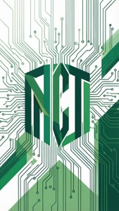 在數位設計中，綠色NCT標誌被電路板圖案環繞。