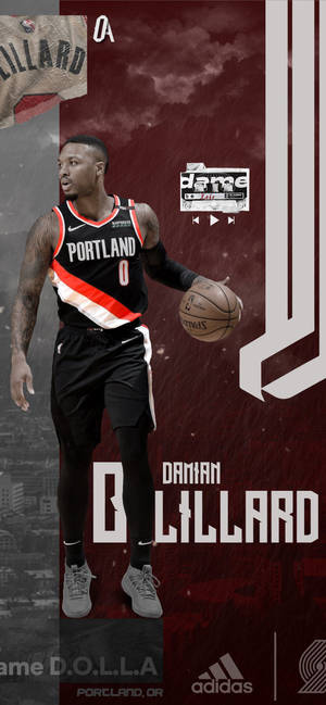 Damian Lillard 身穿波特蘭拓荒者制服，手持籃球。 — 達米安·里拉德 壁紙