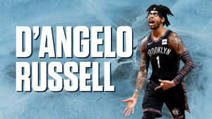 籃球運動員 D'Angelo Russell 身穿布魯克林籃網隊制服，充滿能量地咆哮。 — 籃球 壁紙