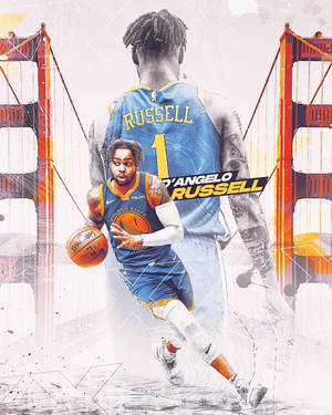 D'Angelo Russell 以金門大橋為背景運球。 — 運動 壁紙