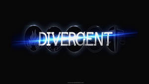 Divergent 電影標誌，帶有派系符號和藍色燈光效果。 — 分歧者 壁紙