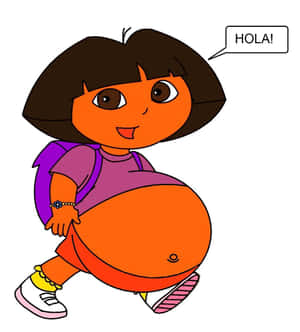 Dora the Explorer 卡通角色微笑揮手並帶有「HOLA！」對話氣泡。 — 榮耀Magic V 壁紙