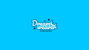 Dreamweaver Publishing 標誌，帶有星星和月亮，背景為藍色 — 低對比 壁紙