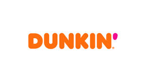 Dunkin' 品牌標誌，橙色文字和粉紅色撇號，白色背景。 — Dunkin Donuts 壁紙