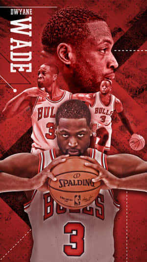 Dwyane Wade 身穿公牛隊球衣，專注地拿著籃球。 — 芝加哥公牛 壁紙