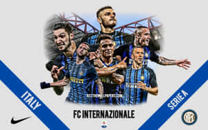 FC Internazionale 足球員身穿藍黑條紋球衣慶祝。 — 足球員 壁紙