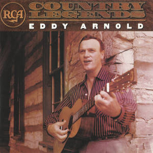 Eddy Arnold 在溫暖燈光下於木屋前彈吉他。 — 專輯封面 壁紙