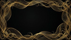 黑色背景上的金色漩渦裝飾框