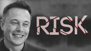 Elon Musk 在帶有裂紋設計的「RISK」字樣旁微笑。 — 伊隆·馬斯克 GIF 壁紙