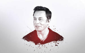 Elon Musk 的肖像，帶有紅色油漆飛濺效果，背景為淺灰色。 — 伊隆·馬斯克 GIF 壁紙