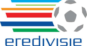 Eredivisie 足球聯賽標誌，帶有彩色條紋和足球。 — 乾淨 壁紙