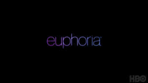 黑色背景上帶有HBO標誌的紫色和藍色霓虹文字「euphoria」。 — 愉悅 壁紙