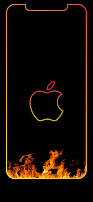 帶有火焰Apple標誌和底部火焰的手機螢幕。 — iPhone 17e 壁紙