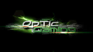 黑色背景上帶有數位故障效果的發光綠色optic gaming標誌。 — 遊戲玩家標誌 壁紙