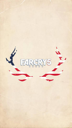 Farcry 5 遊戲標誌，帶有由美國國旗製成的翅膀，背景為紋理背景。 — iPhone 6 壁紙