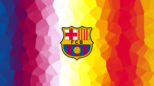 FC Barcelona 球會會徽在色彩繽紛的幾何背景上。 — 巴塞隆納 壁紙