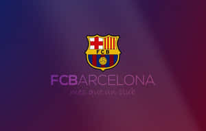 FC Barcelona 標誌及標語 'mes que un club' 在漸層紫色背景上。 — 巴塞隆納 壁紙