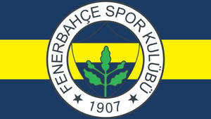 Fenerbahçe Spor Kulübü 旗幟，藍黃條紋和綠色樹木徽章。 — CIA標誌 壁紙